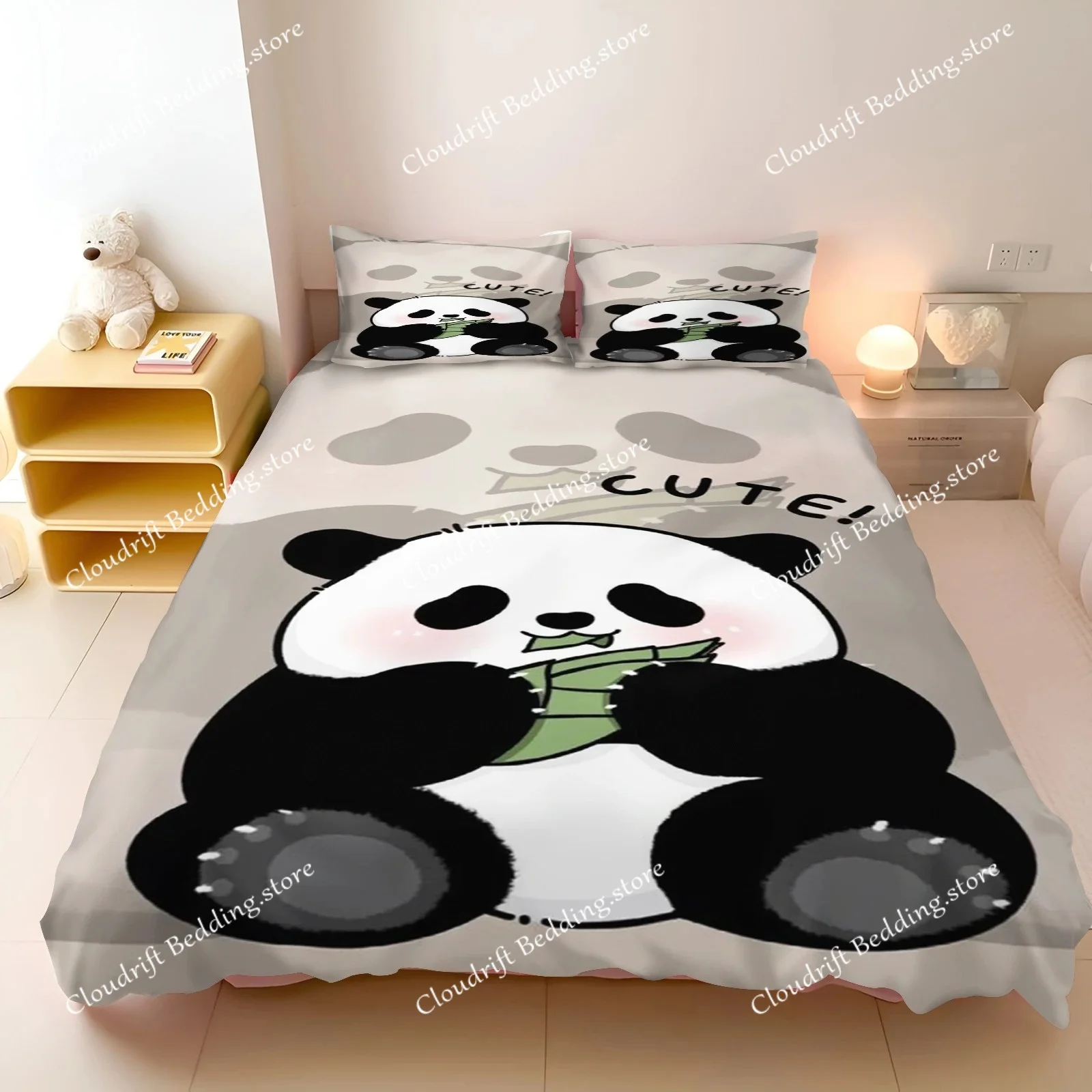 

Duvet Cover Panda Cartoon Full Cute Children's Bedroom 100% Polyester Adult Gift Bedding Set