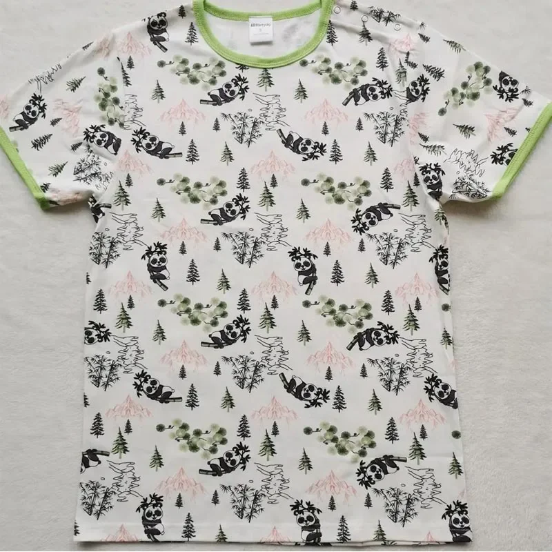 

ABDL Adult Panda Pattern T Shirt With Snaps At One Shoulder/Men Top/Women Top/Adult T Shirt/Adult Cotton Soft Top