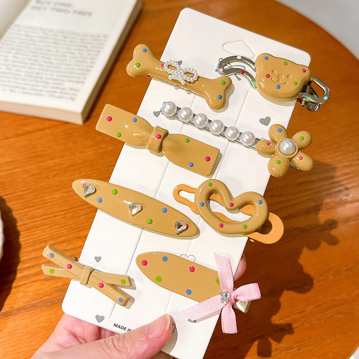 Y2K Hair Clips Set 8 Pcs Black Pink Beige Brown Star Duckbill Clips Sweet Punk For Side Bangs Multi Use Hair Accessories