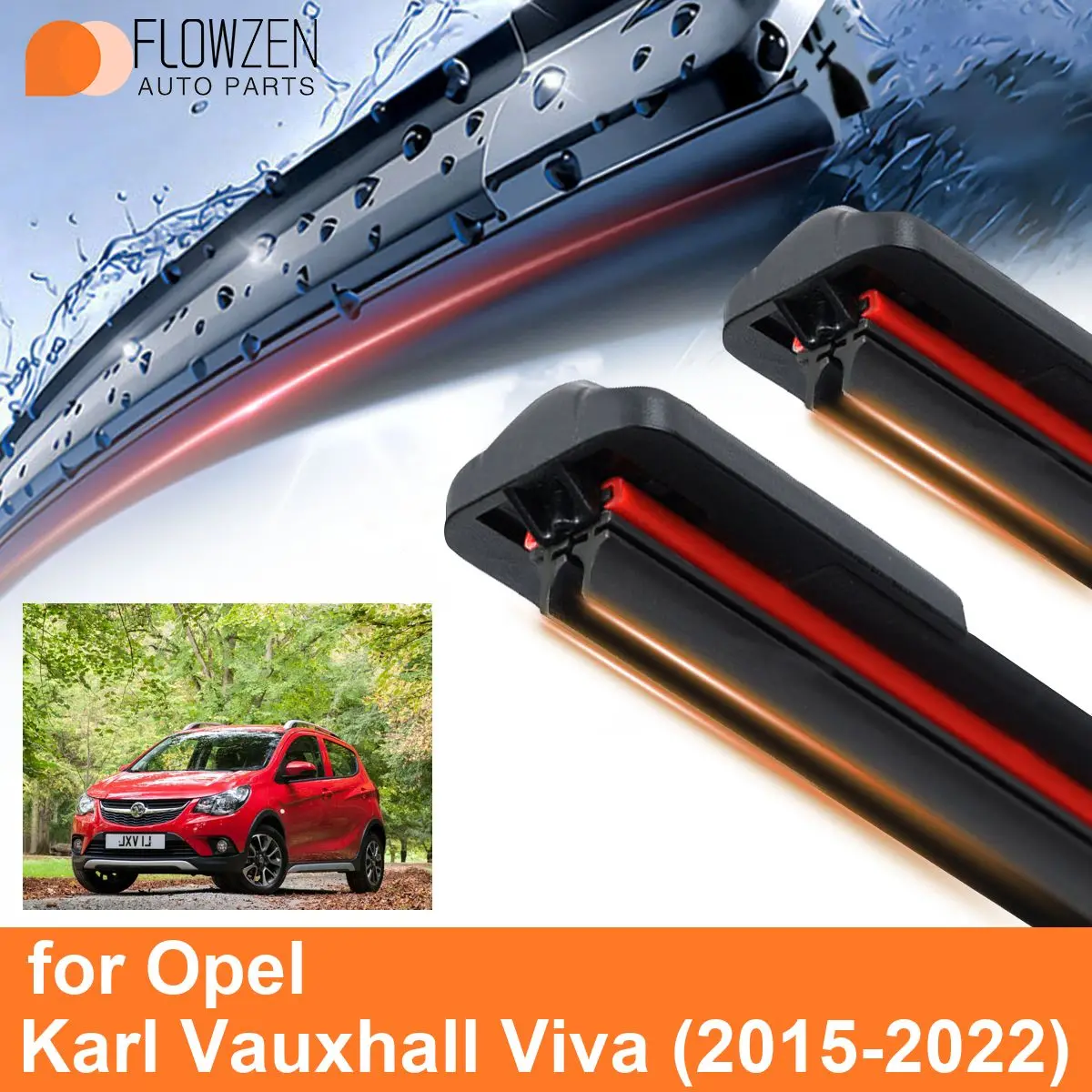 Car Windshield Wiper Blades for Opel Karl Vauxhall Viva Double Rubber Frameless Bracketless WipersSoft Accessories