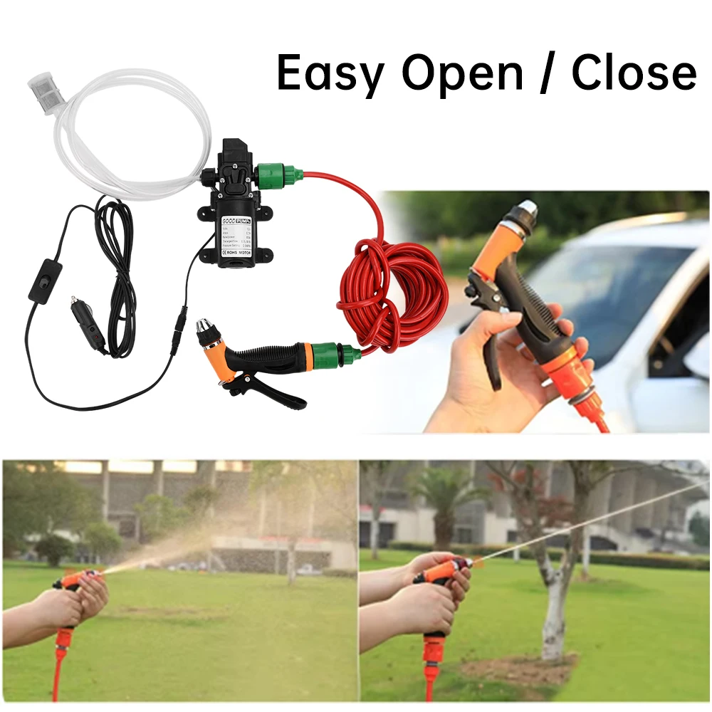 Portátil elétrico Car Wash Equipamento Set, Bomba de água de alta pressão, Água Limpeza Gun, Lavagem Cleaner, DC 12V
