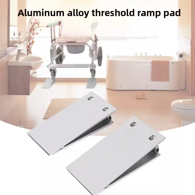 Barrier-free 1 Pair Threshold Ramp Wheelchair Entry Aluminum Alloy Adjustable Mobility Access Threshold Ramps for Home Bathroom