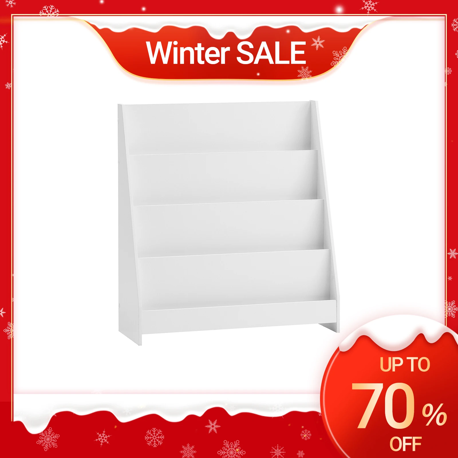 SoBuy KMB32 Estantería infantil Estantería infantil Soporte para periódicos con 4 estantes Estante de almacenamiento para niños Blanco