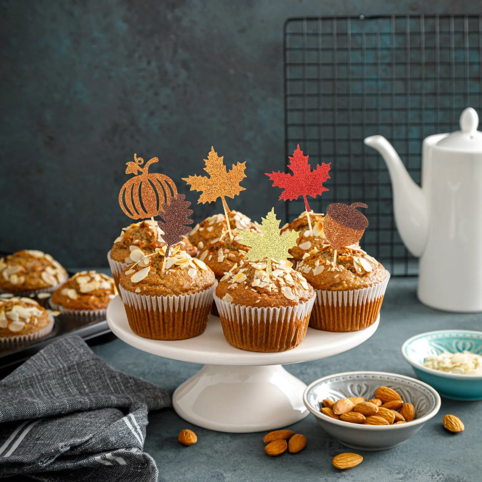 

24Pcs Cartoon Cake Picks Delicate Cupcake Toppers Thanksgiving Celebration Cake Dessert Decor Cupcake Decor Baking Accessories