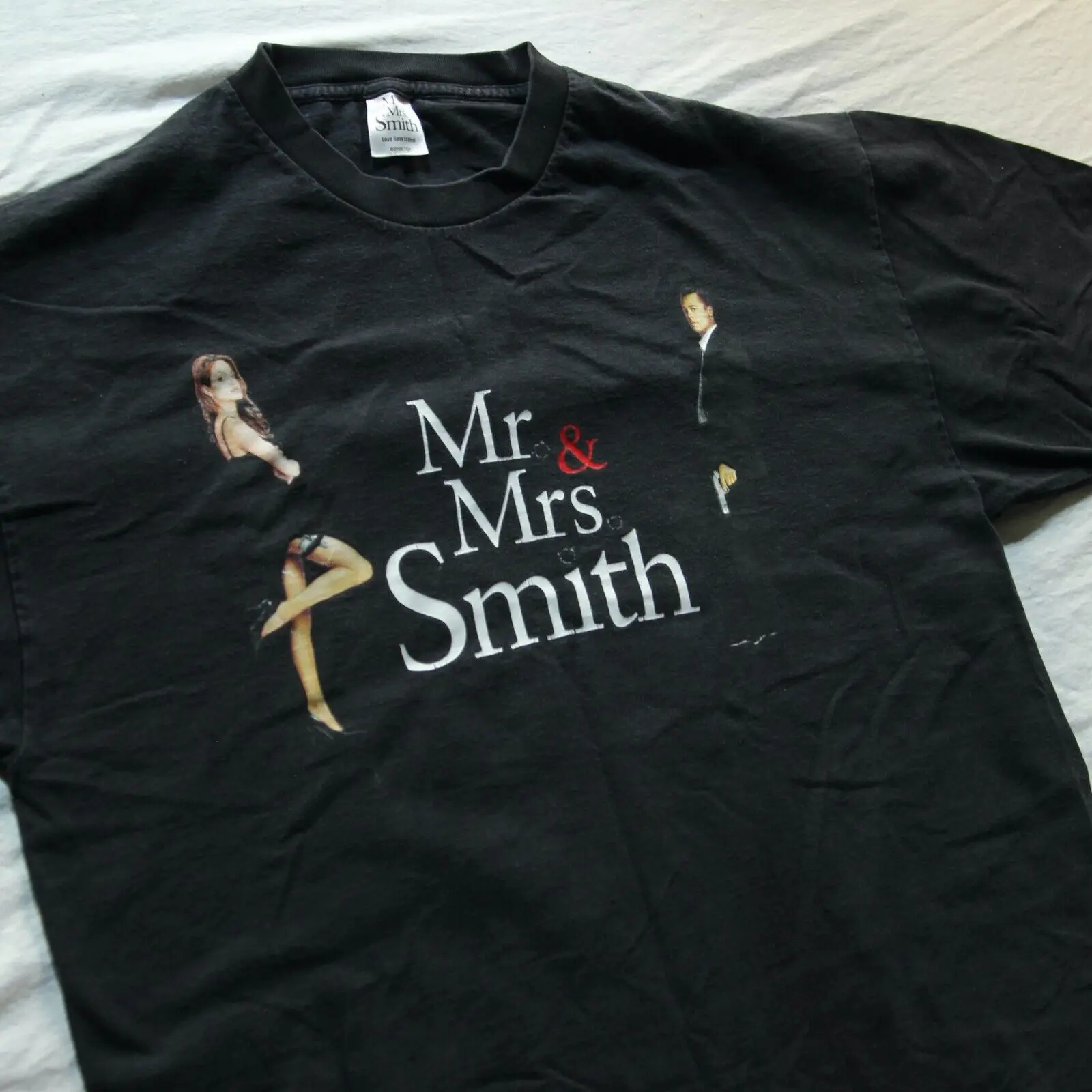 Mr & Mrs Smith Movie Promo T Shirt 2005 Brad Pitt Angelina Jolie Film Tee XL