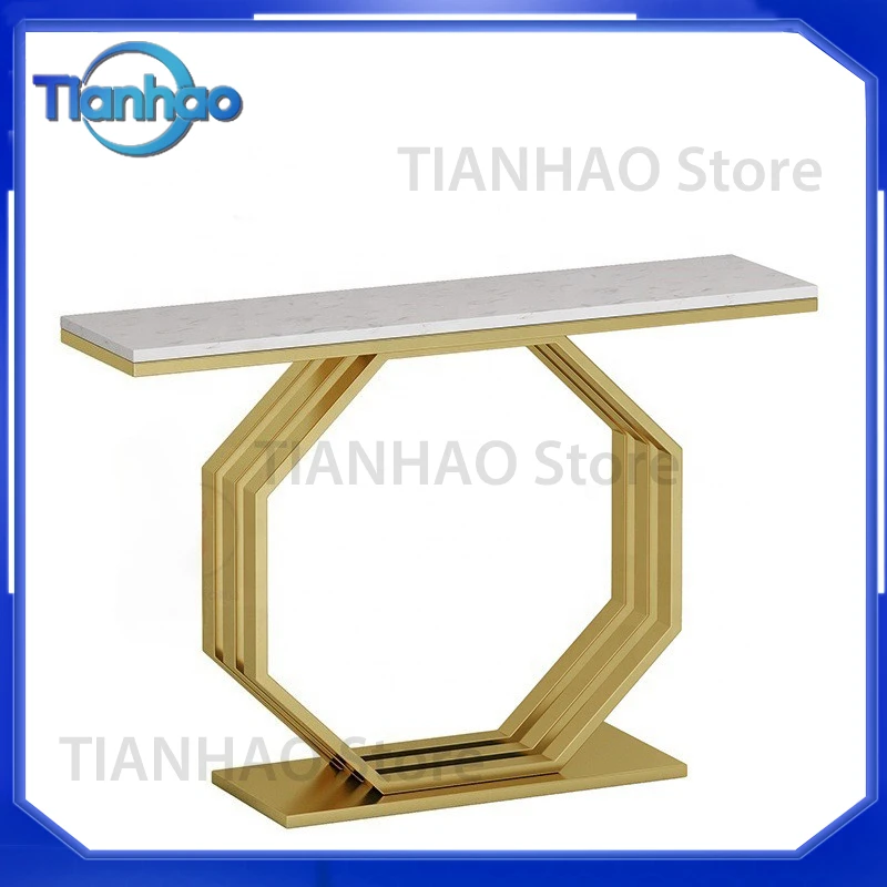 Light Luxury Entrance Table for Marble Stainless Steel Corridor Art Entry Rock Slab Cabinet Opposite the Door