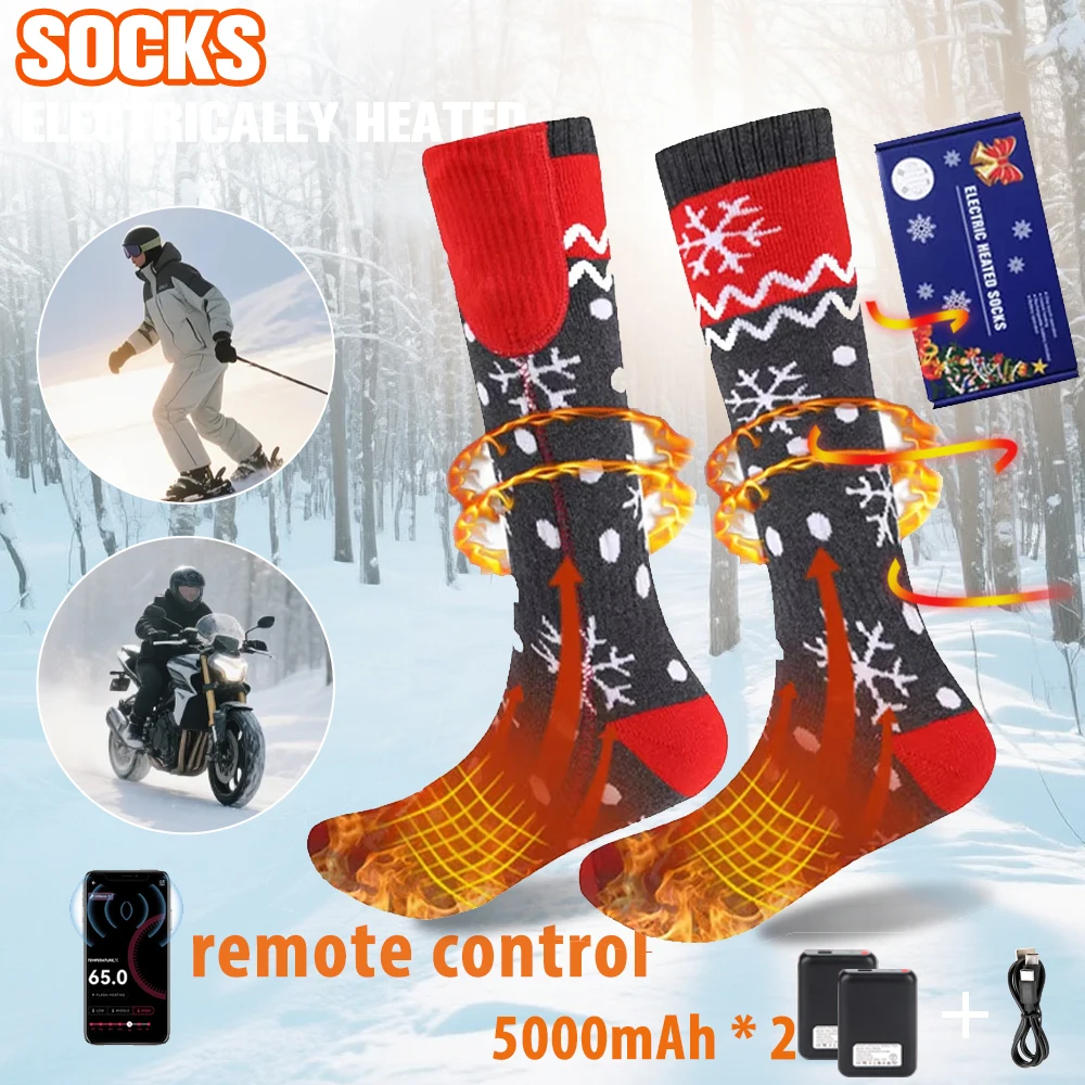 

﻿﻿Winter Heated Socks 5000mAh APP Control Thermal socks Electric Heating Skiiing Socks Thermal Heated Foot Warmer Outdoor Sports
