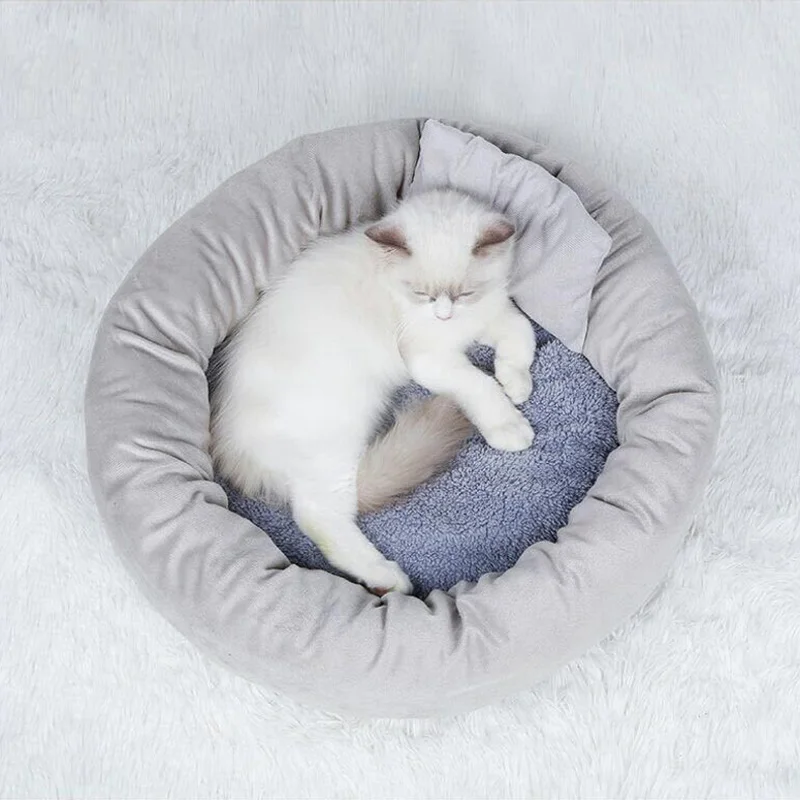 Soft Dog Bed Plush Cat Mat Dog Beds Pet Kennel House Cushion Sleeping Bag Mat for Large Dogs Round Dog Kennel