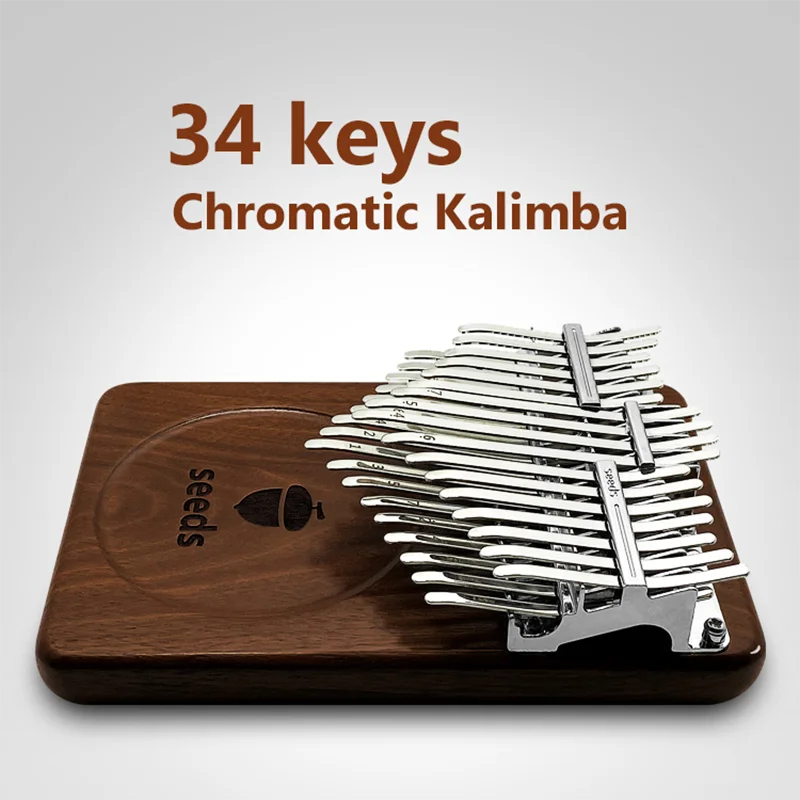 

Seeds Kalimba 34 Keys 24 Keys Kalimba Thumb Piano B Tone 2 Layer Chromatic scale F3 to F6 Walnut Wood Finger Piano For Beginners