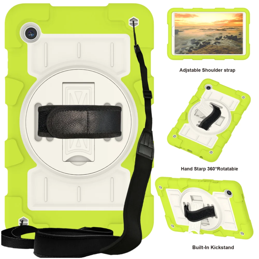 

Heavy Duty Case for Samsung Galaxy Tab A9 8.7 inch SM-X110 SM-X115 SM-X117 Higher Quality Cover with 360° Swivel Hand & Straps