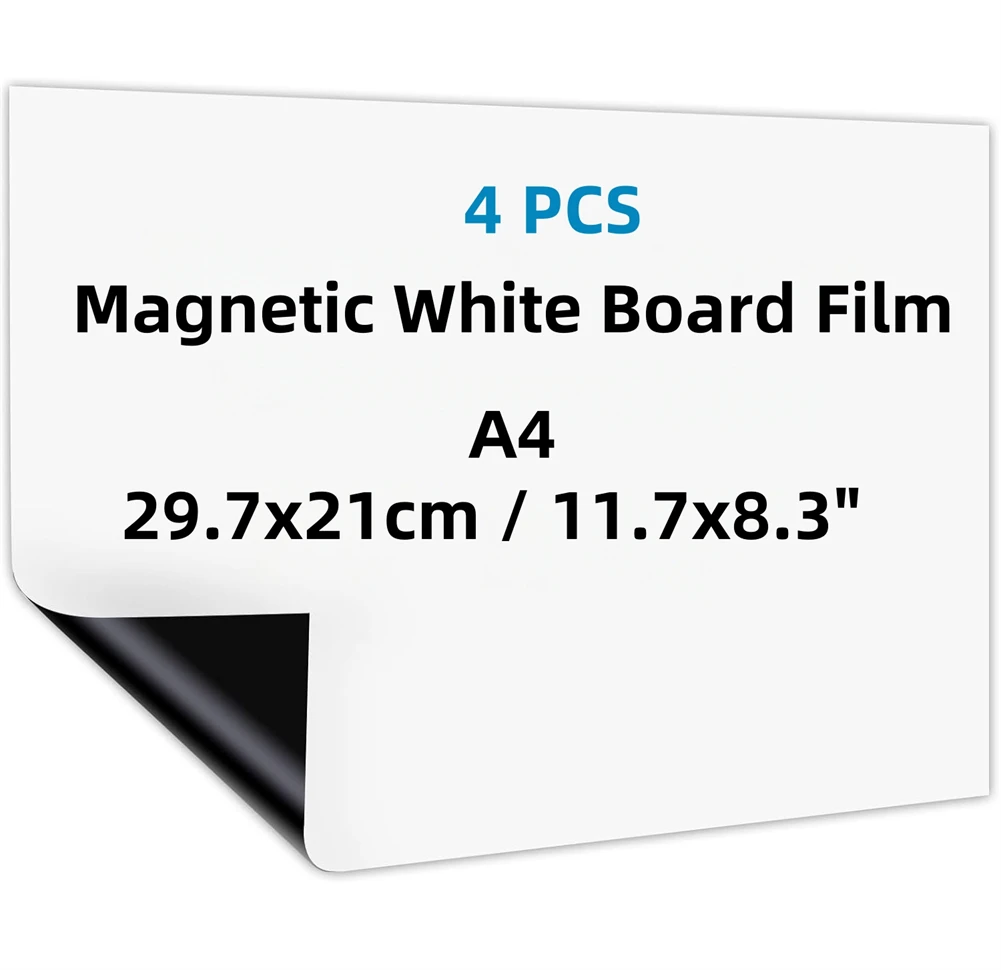 

4Pcs Magnetic Memo Message White Board Film For Refrigerator Office Classroom Home Decor Accessories