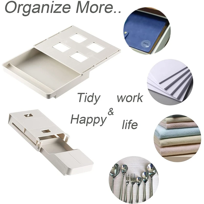 2 ชิ้นภายใต้ชุดลิ้นชักโต๊ะ, สไลด์ออกจัดโต๊ะและการจัดเก็บ, ถาดลิ้นชักดินสอกาวในตัว