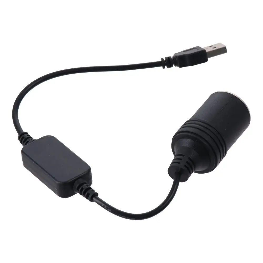 

2Pcs Car Assessories Parts 5V To 12V Car Lighter Socket Black Female Plug Converter USB Cable For Car