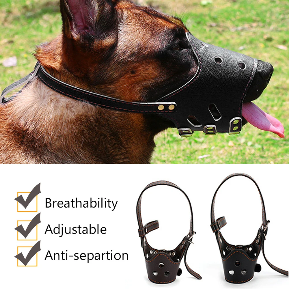 Soft Leather Muzzle for Dog Anti-Biting Secure Adjustable Breathable Pet Small Large Dogs Muzzle Golden Retriever Pet Supplies