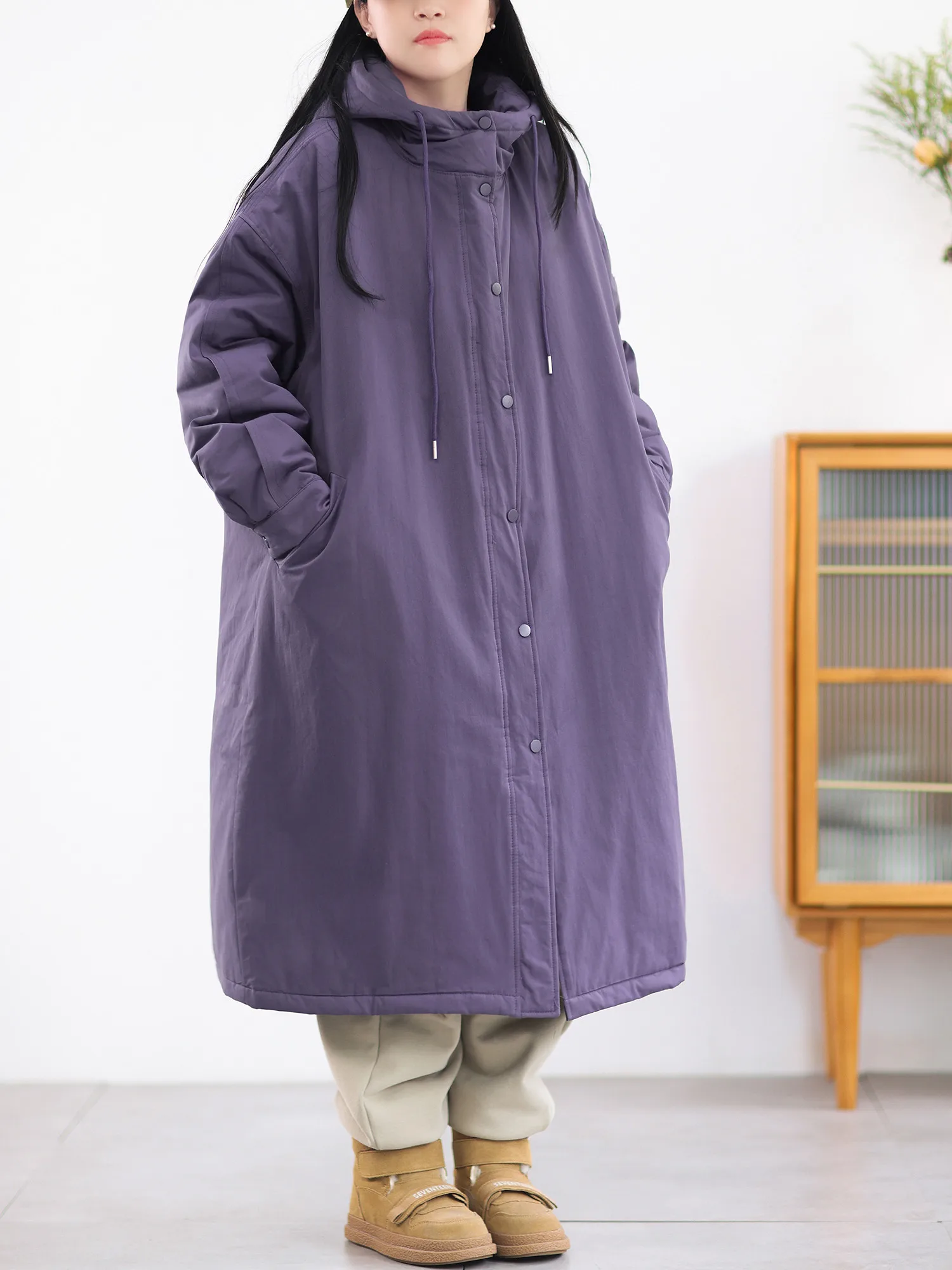 

Autumn and Winter New Women's Down Cotton Jacket Hooded Commuting Loose Windbreaker Parkas