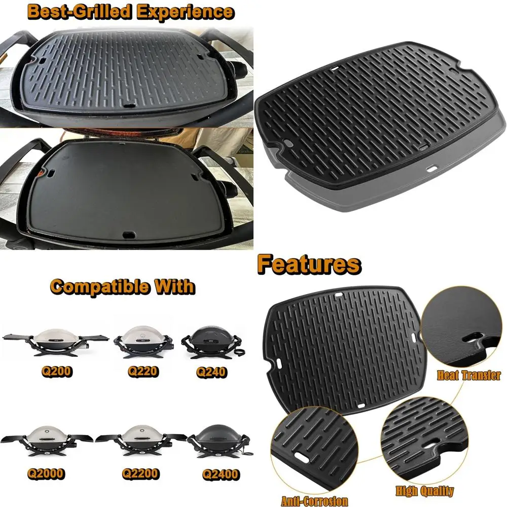 

Weber Q Series Griddle Replacement for Q2200, Q220, Q2400, Q200, Q2000, Q240 - Cast Iron Griddle Plate 396000 7645 Full Size Rev