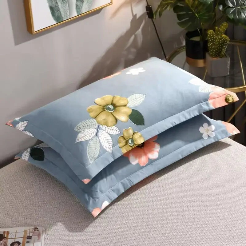 Home Hotel Pillowcase Pair of Jacquard Polyester With Cotton Pillowcase 48x74cm Solid Color Fashionable Home, No Pillow Core