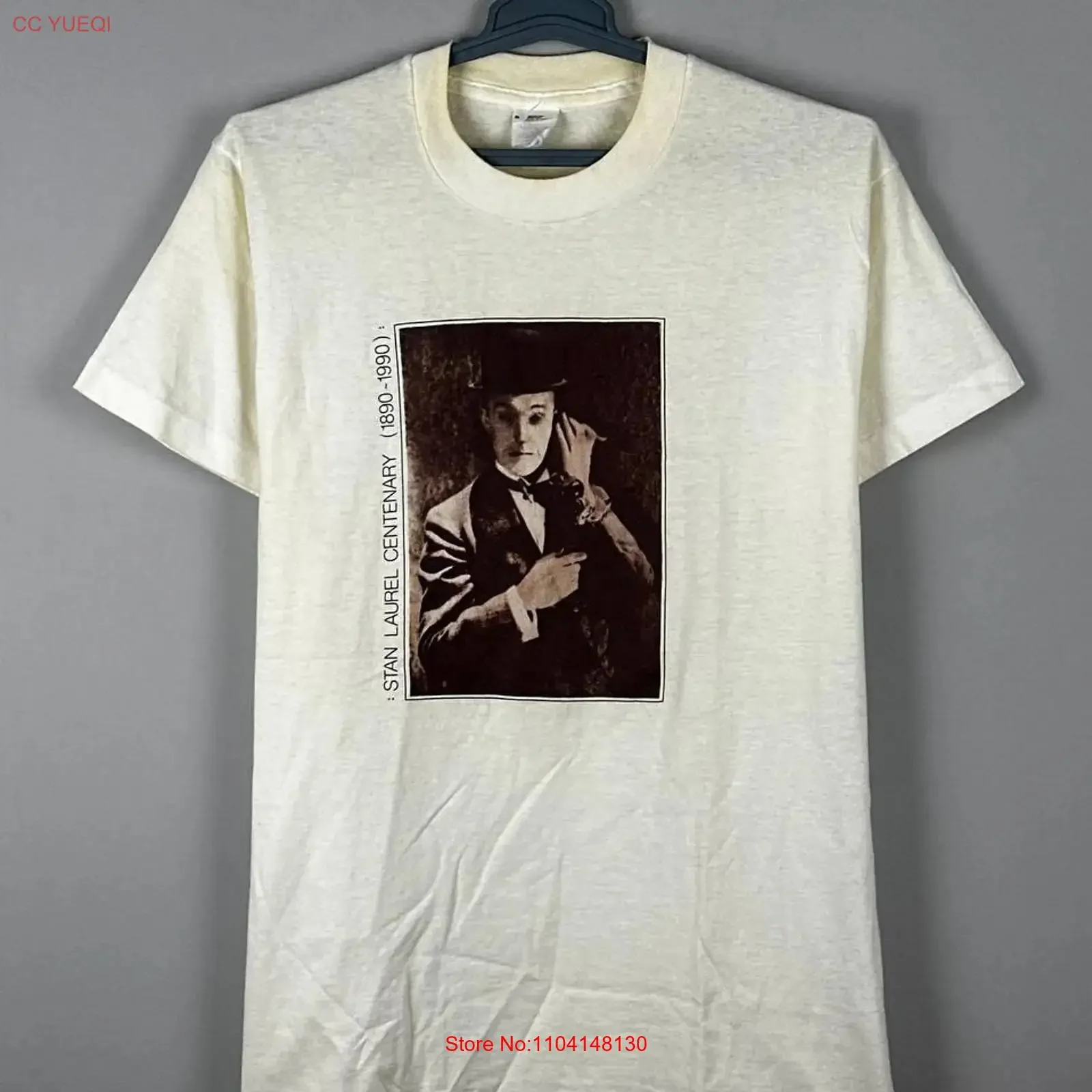 Vintage Stan Laurel Centenary Actor 90s T Shirt Size XL vintage Washed Top For Everyday Wear fashion Slightly Versatile Soft