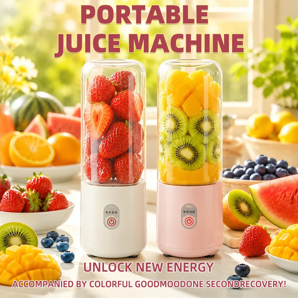 Portable Juicing Cup Home Office Outdoor Fresh 500ML Capacity at Any Time Simple Operation Double-Click Start