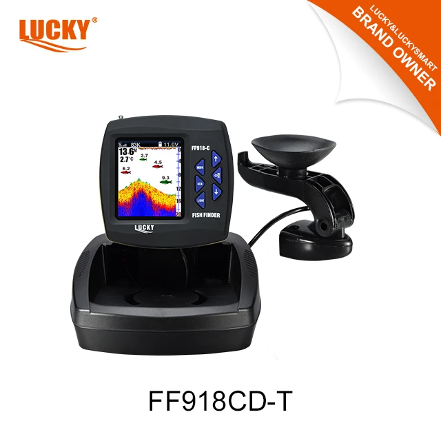 Sonar de pesca para barco con cebo de la suerte FF918CD-T pantalla de matriz de puntos de colores de 3,5 pulgadas con Sensor transductor