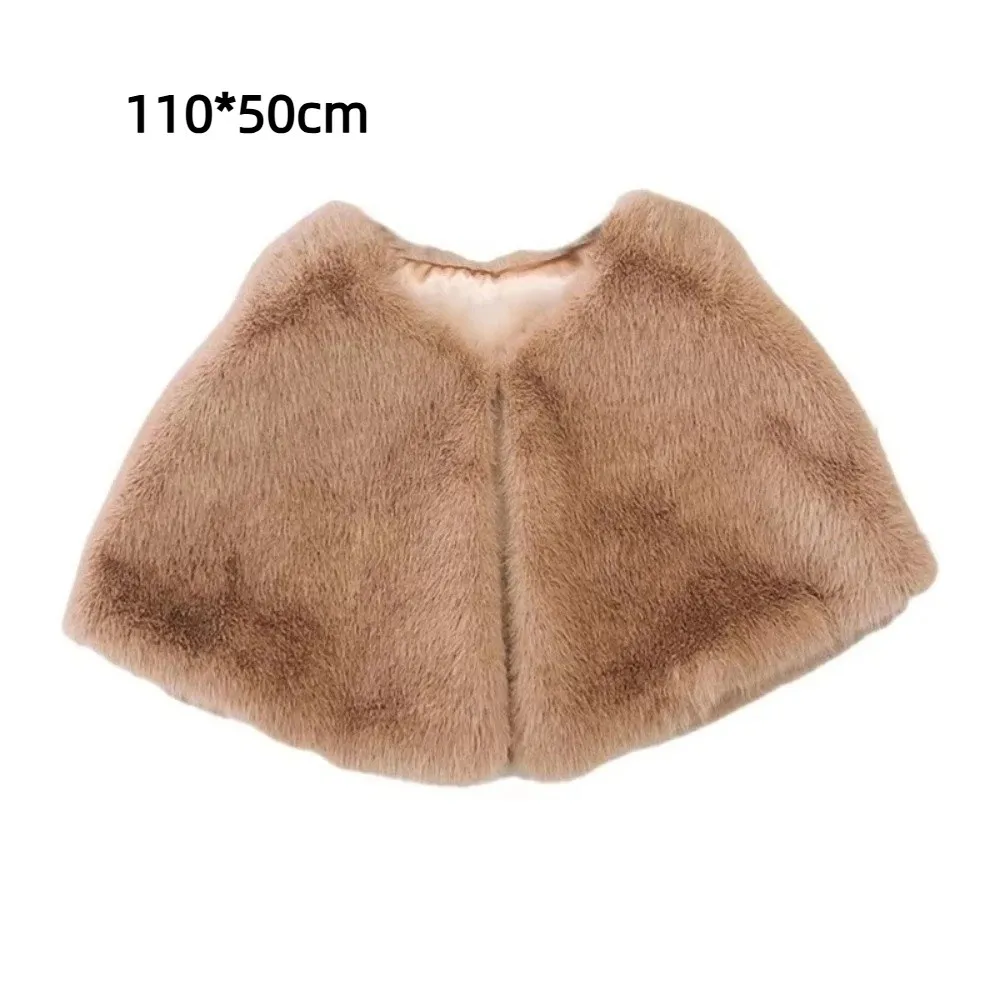 Winter Large Collar Shawl Handmade Solid Color Wedding Dress Shawl Faux Fur Shoulder Decorative Warm Neck Warmer Women Shawl view 6