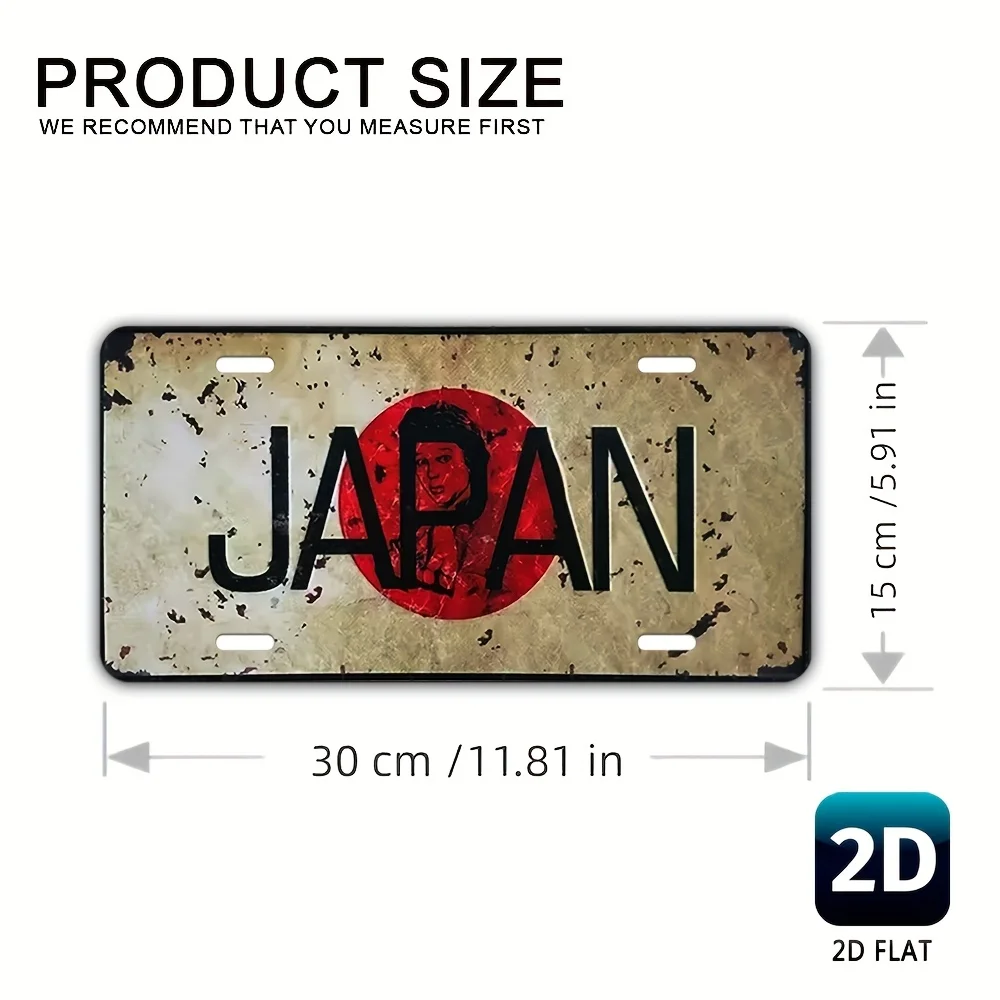 2D Flat Printing Vintage "JAPAN" with Rising Sun & Geisha Silhouette Illustration Aluminum Tin Painting, License Plate Style Jap - view 3