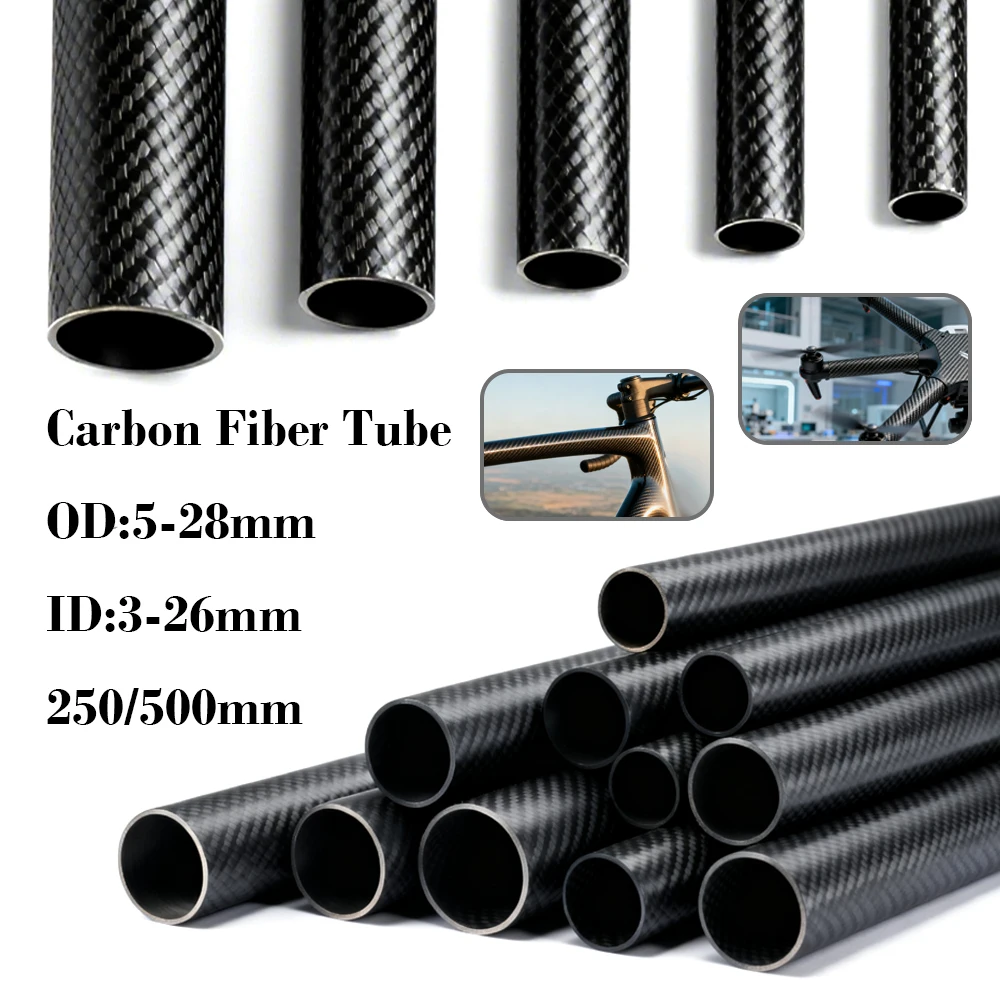 1 قطعة حك ماتي ألياف الكربون أنبوب الأنابيب ملحقات طائرة بدون طيار OD5-28mm ID3-26mm طول 250/500 مللي متر لملحقات طائرة بدون طيار #1