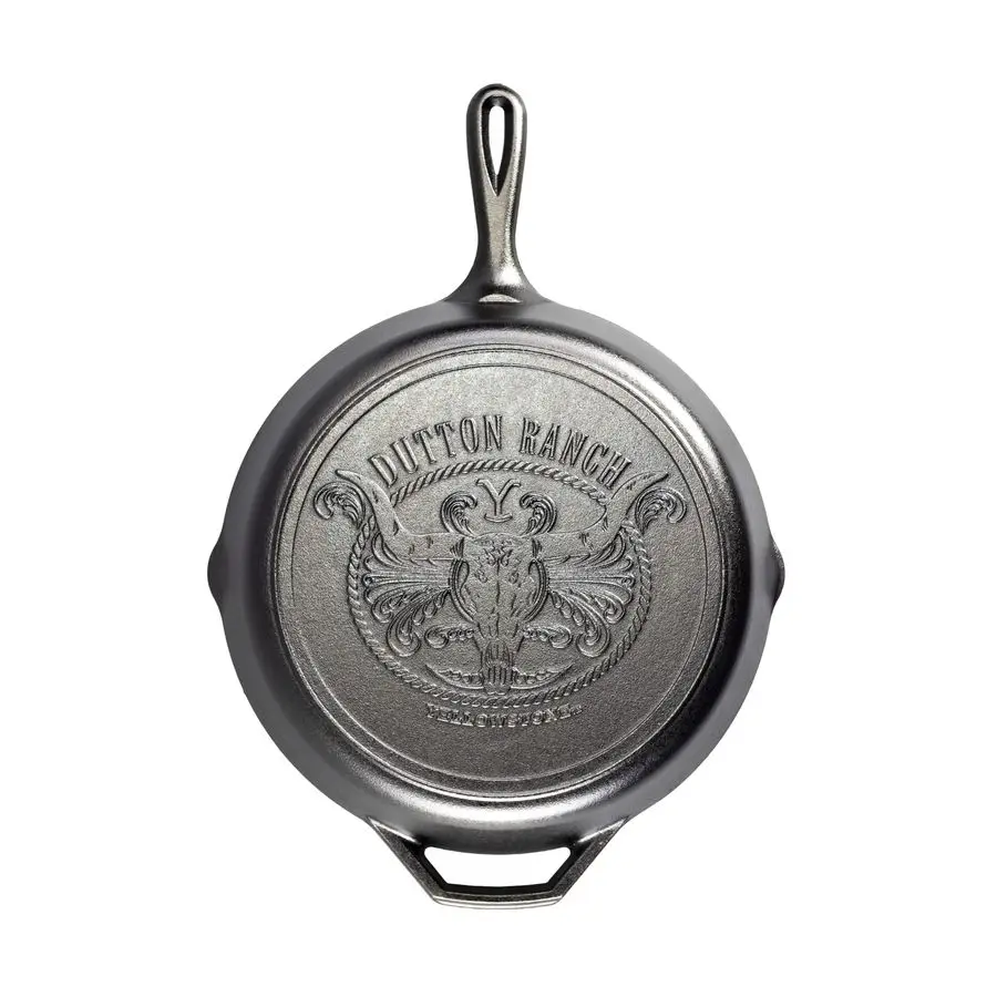 

PreSeasoned Yellowstone Stamped Cast Iron Cookware Signature Teardrop Handle Use in the Oven, on the Stove, on the Grill, or Ove