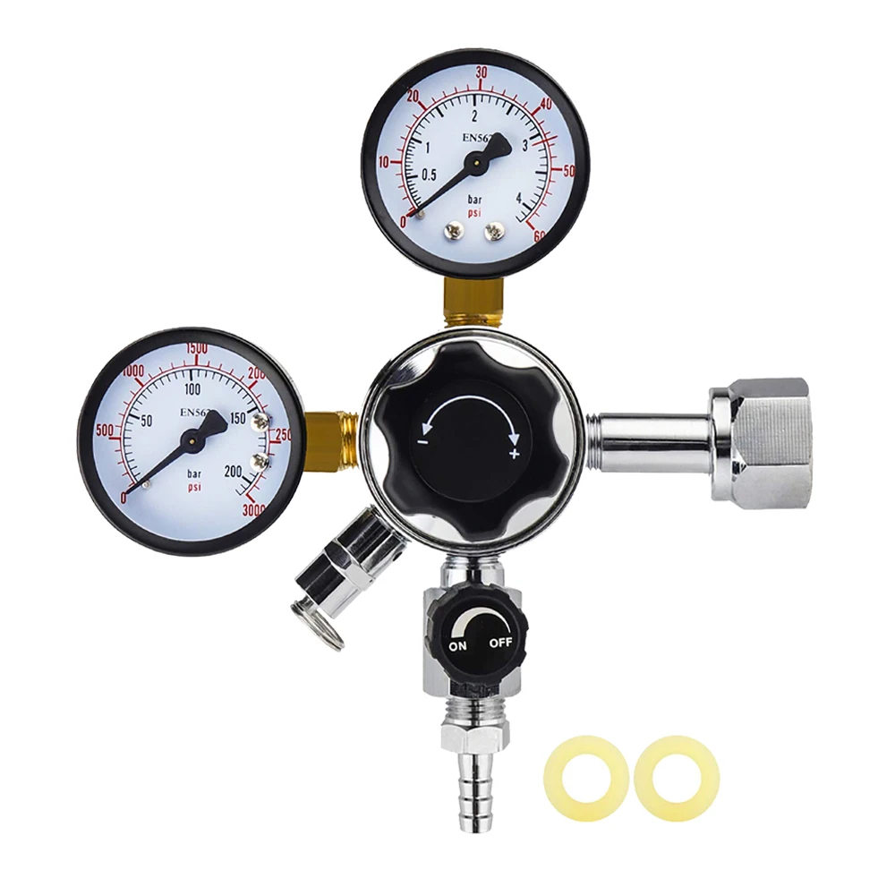 

W21.8 Co2 Regulator,Homebrew Keg Kegerator, 3000PSI Pressure Dual Guage, Safety Pressure Relief Valve