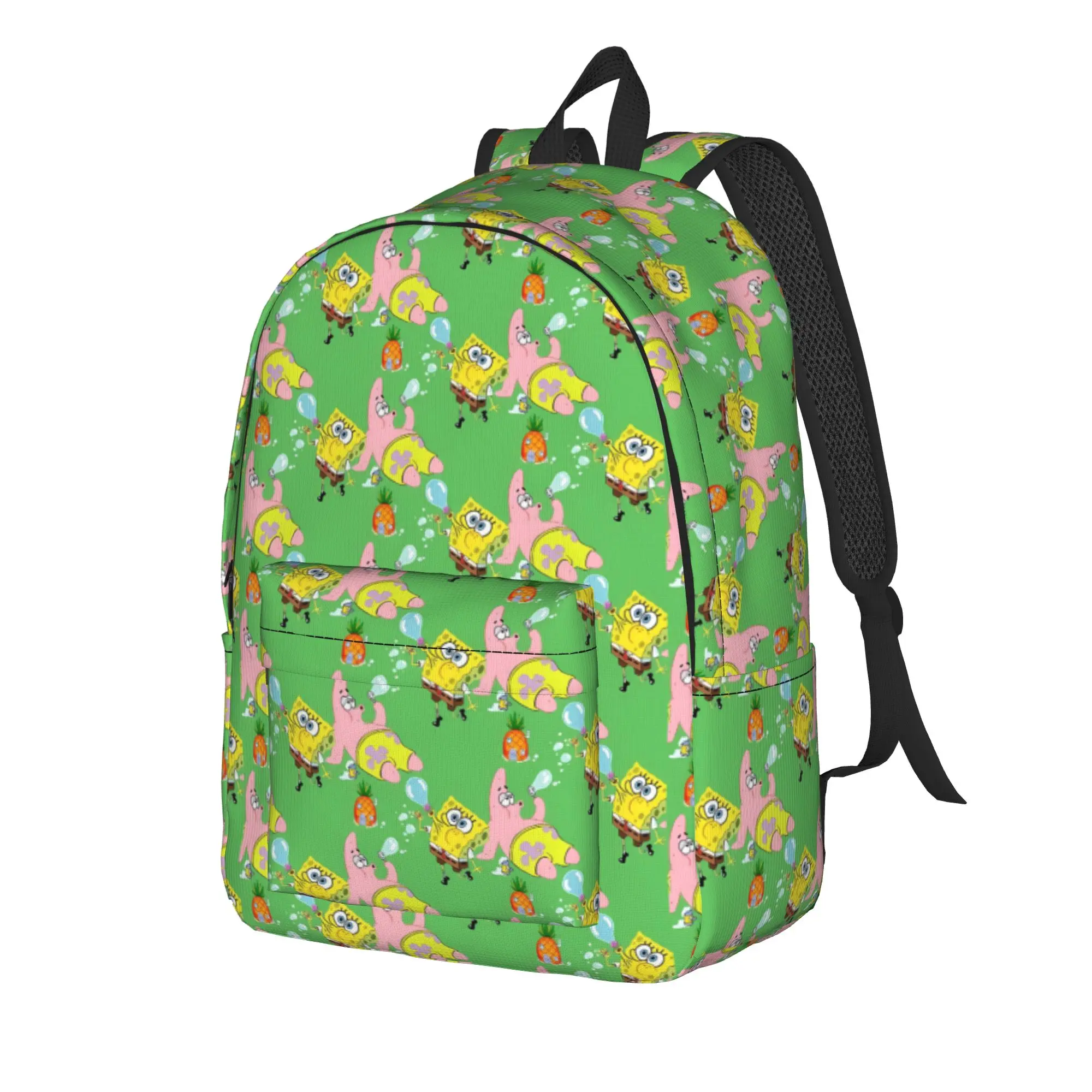 S-SpongeBobed Green Pineapple Tile Backpack  Travel Backpacks Boy Aesthetic High School Bags High Quality Breathable Rucksack