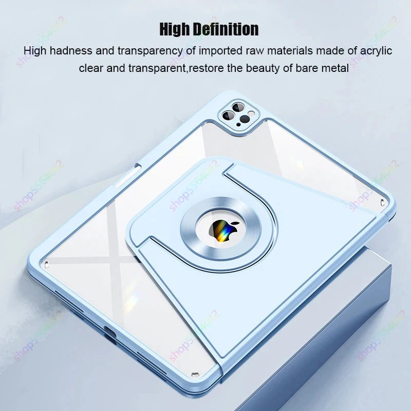 For iPad 10th Generation Case 10.9Inch Air 5 Air 4 Pro11  iPad 10.2 9th 8th 720° Rotating Magnetic Detachable Pencil Holder Case