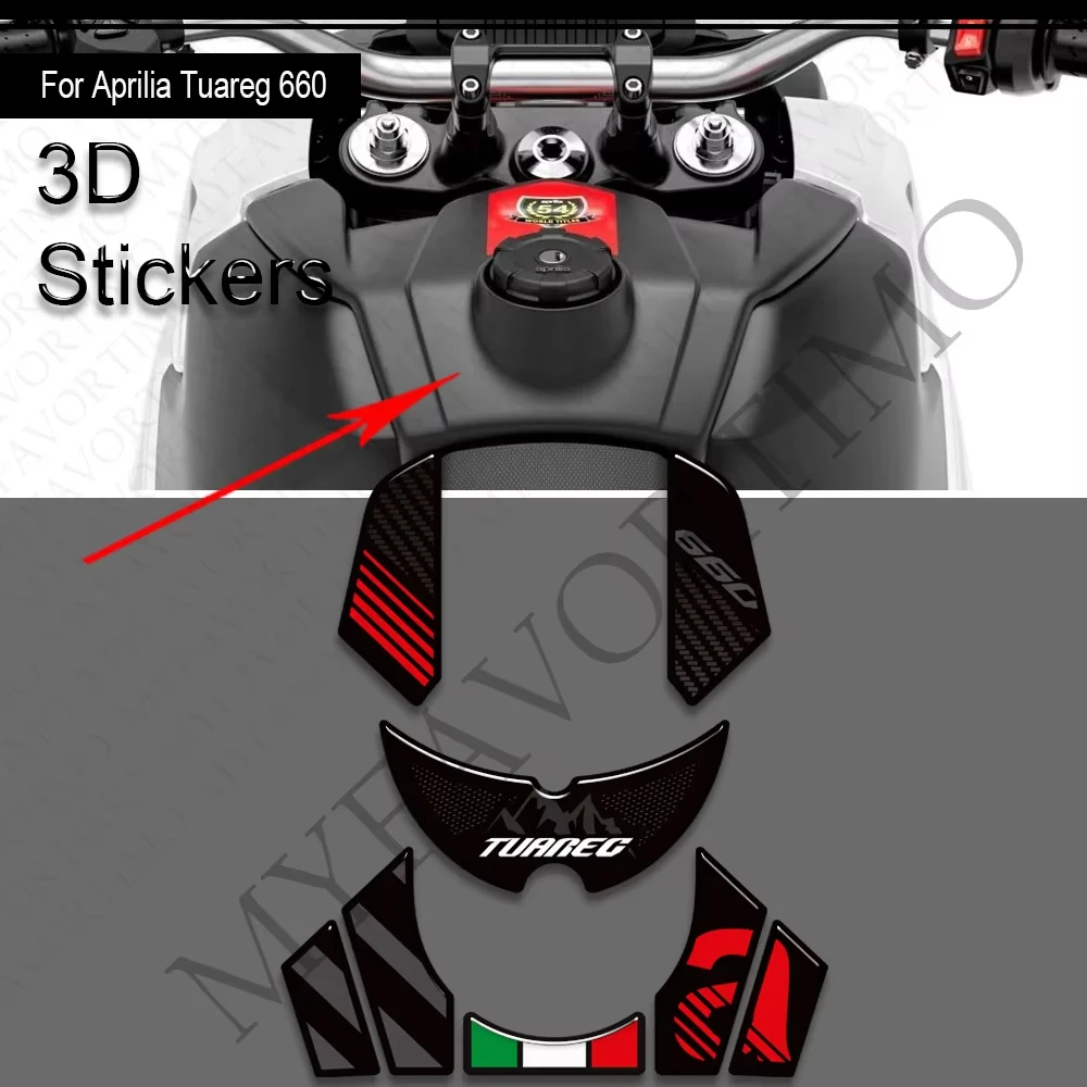 

2022 - 2026 3D Decals For Aprilia Tuareg 660 RALLY Adventure Tank Pad Cap Grips Gas Fuel Kit Knee Stickers Bike Protection