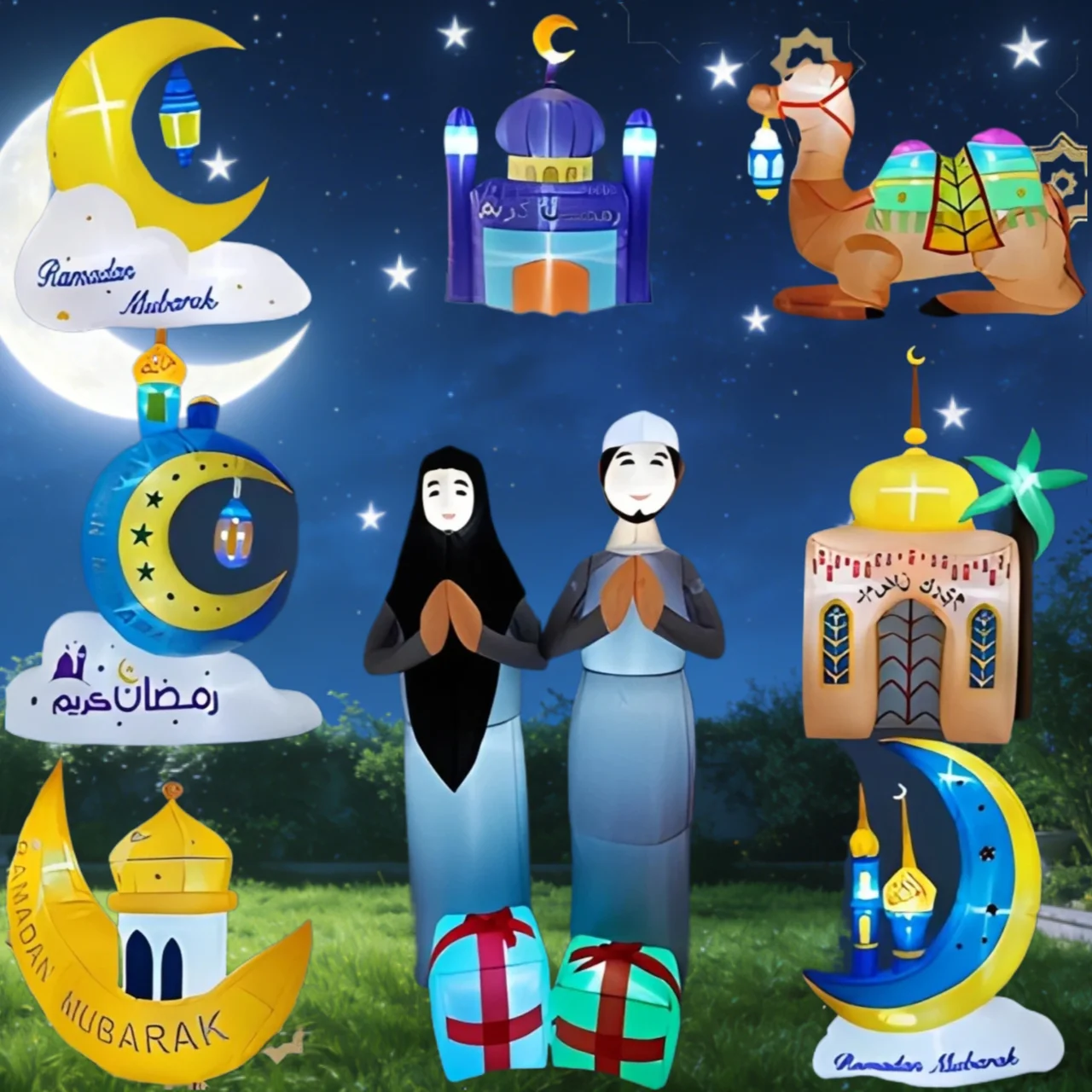 

Замок Рамадана, уличное надувное украшение со светодиодной подсветкой, мусульманский исламский двор, сад для Ид Мубарак, праздничные принадлежности