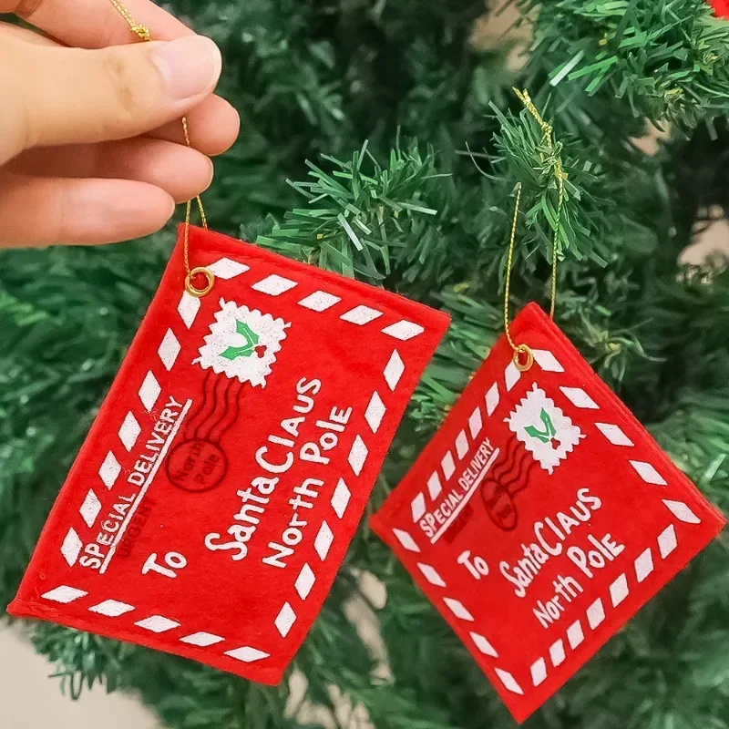 1/20PCS Felt Envelope Bags Red Green Santa Claus Letter Ornaments DIY Christmas Tree Hanging Card Pendants Kid New Year Gifts