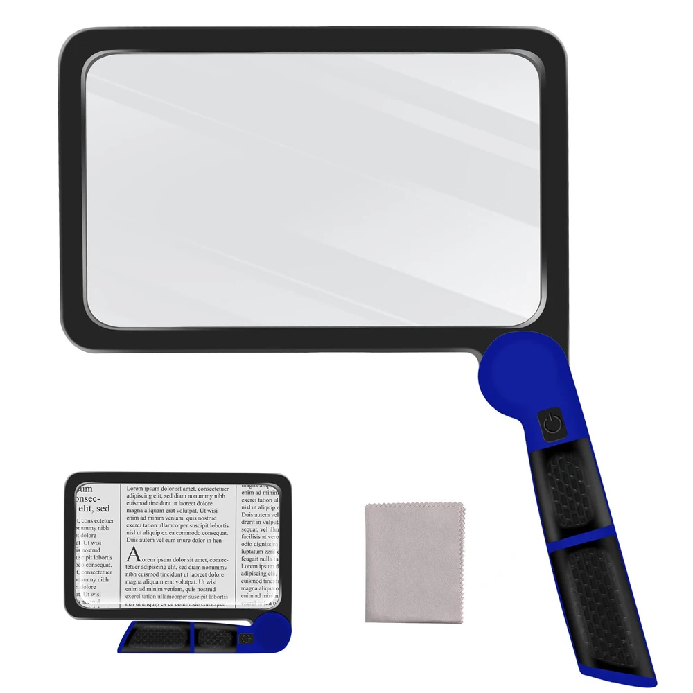 

5X Magnifying Glass With Lightweight Full Page Magnifier For Reading Large Lighted Magnifier With 48 LED Light Anti-Glare Lens
