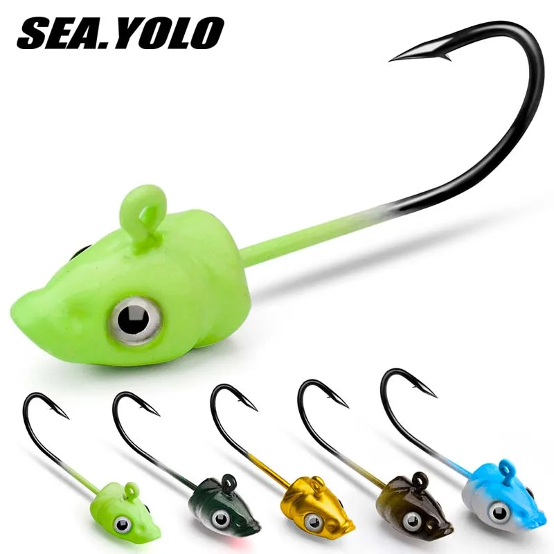 Sea.Yolo 3.5g 5g 7g 5PC Lead Head Hook Fish Head Soft Fish Lead Head Hook Anti-hanging Bottom Luya Hook Fish Hook For Soft Bait