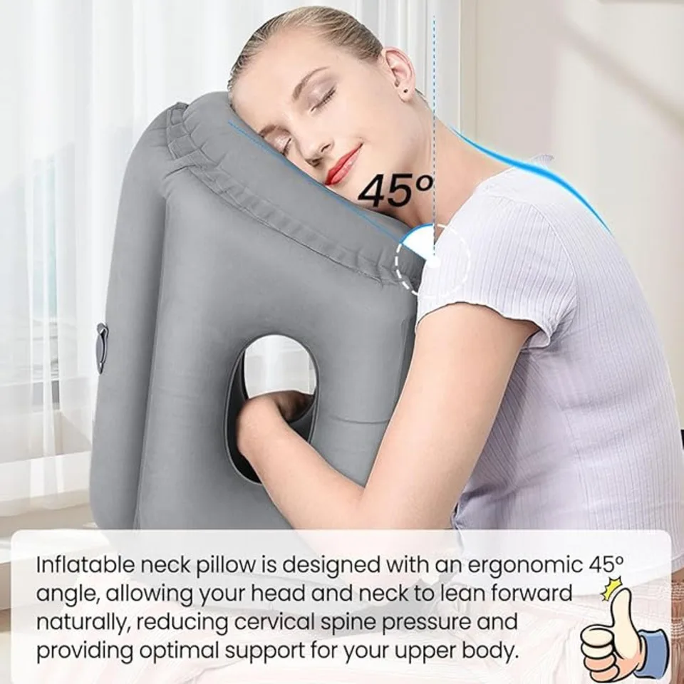 

Portable Cushion Neck Pillow Inflatable Travel Sleeping Bag For Men Women Outdoor Airplane Flight Train Sleeping Easy Flocking