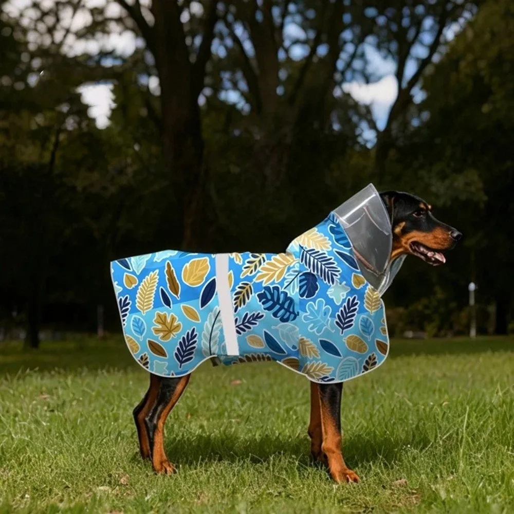 Rainproof Adjustable Dog Reflective Raincoat Waterproof Windproof Dog Rain Cloak Fruit Print Pet Waterproof Clothes Dog Walking