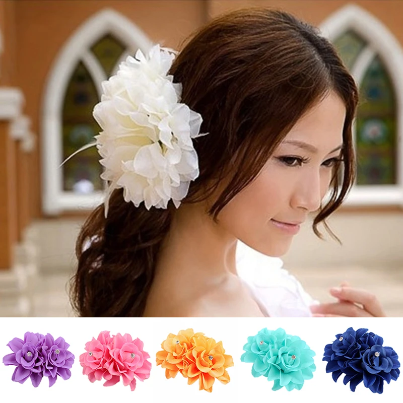 Bohemia Peony Flower Hair Clip Barrettes Artificial Flower Headwear Hairpin Wedding Bridal Bridesmaid Prom Party Hairpin Brooch