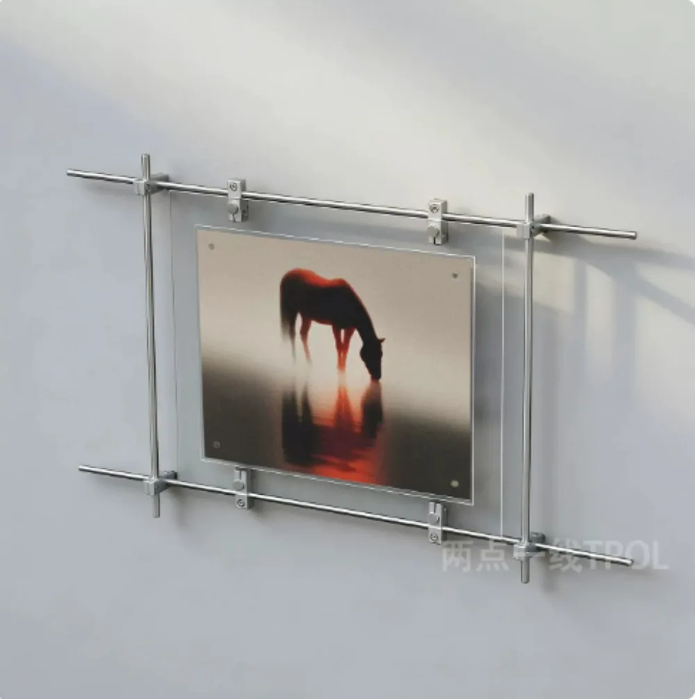 Stainless steel acrylic magnetic suspension photo frame poster holder home wall hanging type