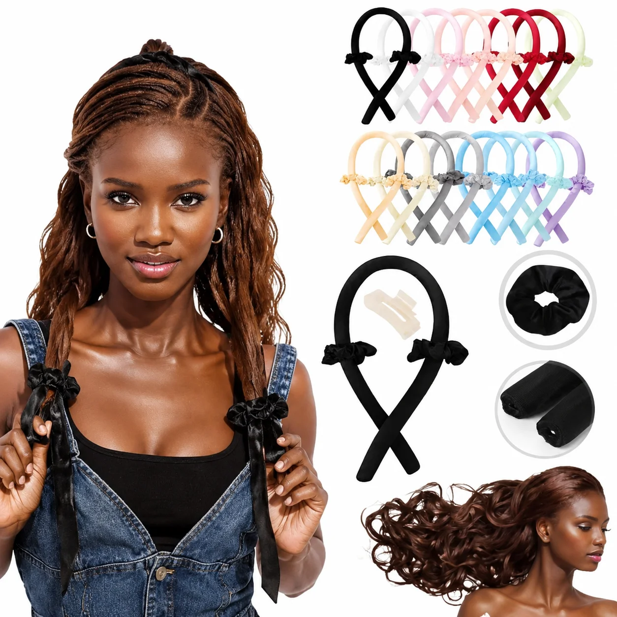 Hair Styling Tools Soft No-Heat Curlers Elastic Hair Bands for Curls Gentle Hair Modeling Accessories