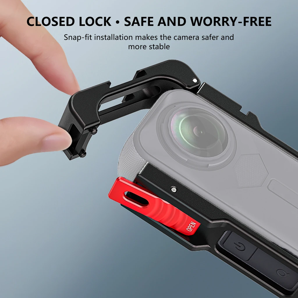 Für Insta360 X5 Erweiterung Fall Metall Schutz Rahmen Mit Kalten Schuh Halterung Magnetische Basis für Insta 360X5 Kamera Käfig Rig – Detail 26