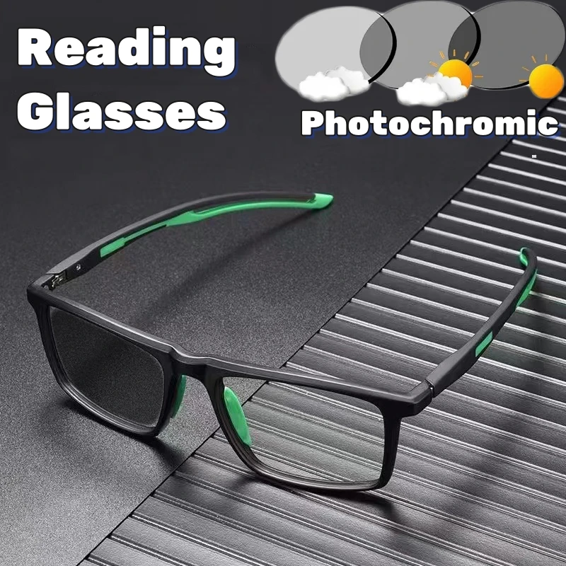 

New Intelligent Photochromic Reading Glasses Ultra-light TR90 Full-frame Presbyopia Glasses Anti-blue Light Far Sight Glasses