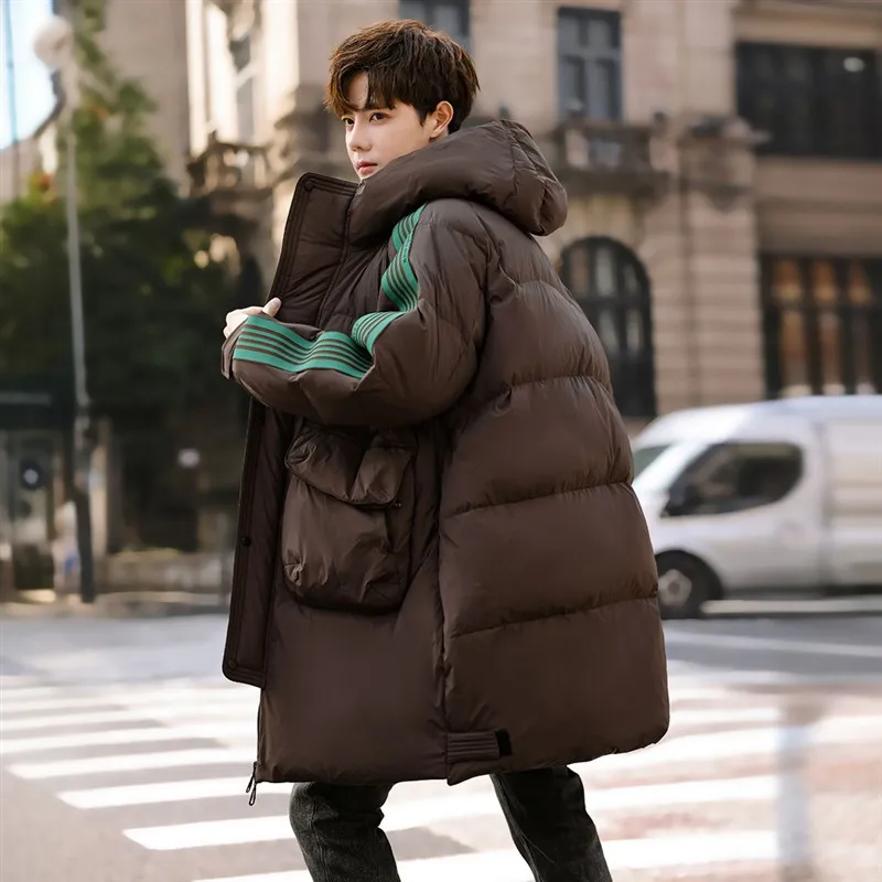 

Thiened Striped down Jaet MidLong Teens Winter Polyester Fiber White Du down Filling Loose Fit Other/Other Function