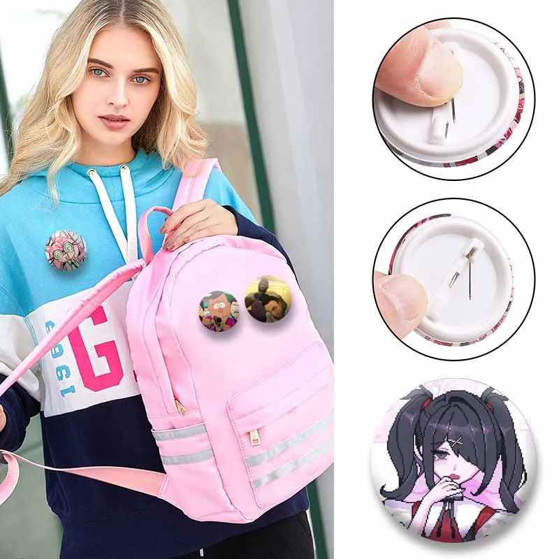 Creative Funny Text Ew.People Lapel Pins Cartoon Round Brooch on Backpack Shoes Cute Jewelry Badge Accessories Gifts for Friends