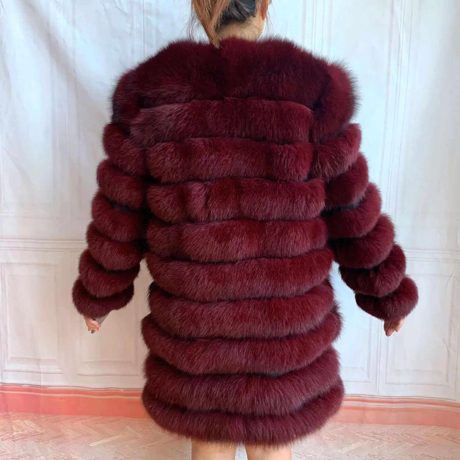 NEW 4in1 Real Fox Fur Long Coat Winter Coat for Women Jackets Vest Winter Outerwear Women Fox Fur Coat High Quality Fur Clothes