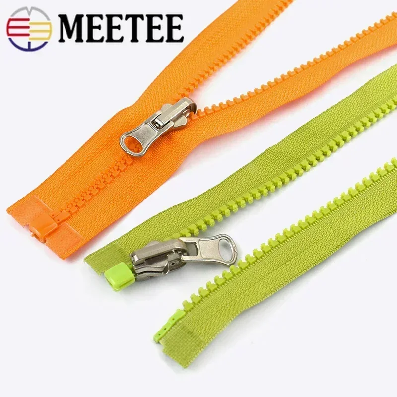 Meetee 2/5Pcs 70cm 5# Resin Zipper Metal Rotary Slider Open-End Zippers for Jacket Double Side Puller Zip DIY Garment Sew Zips