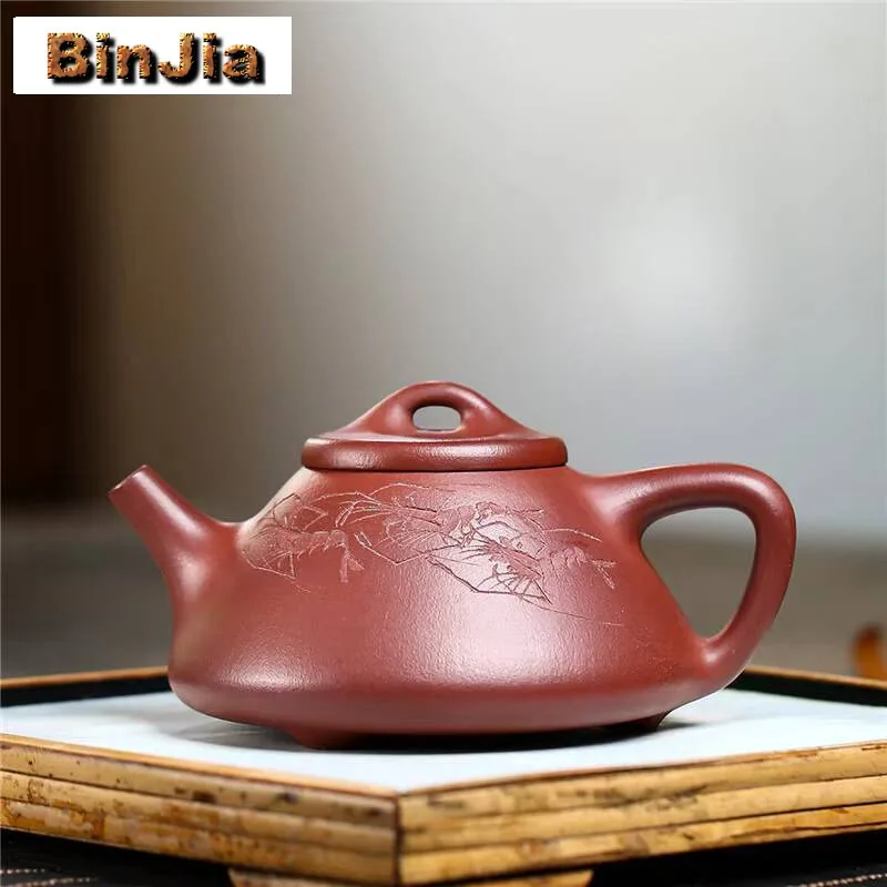 

240 мл элегантный чайник Исин из фиолетовой глины, мастер ручной работы с креветками, забавный каменный совок, горшок с необработанной рудой, розой, красной грязью, чайник Zisha, подарок