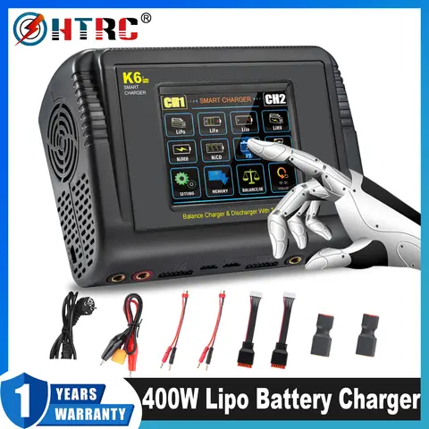 HTRC 400W Lipo Battery Charger DC 400W AC 200W RC Dua l Charger Discharger For LiHV LiFe Li-lon NiCd NiMh Pb LiPo Battery