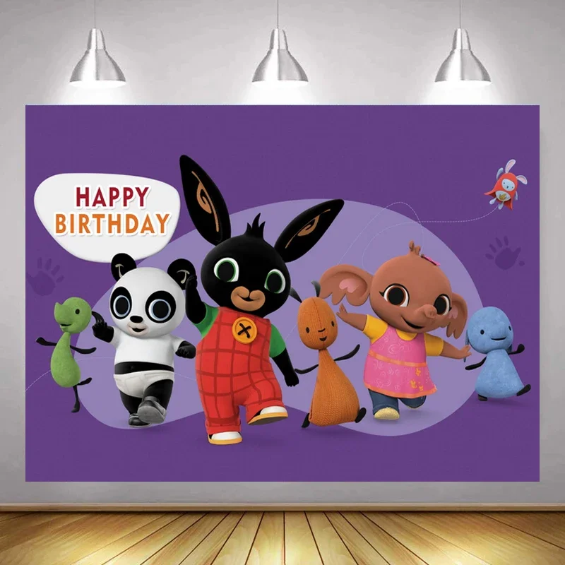 Bing Rabbit Background Cloth Children Cartoon Birthday Party Decoration Photography Studio Photo Digital Backdrop Gifts NO DIY